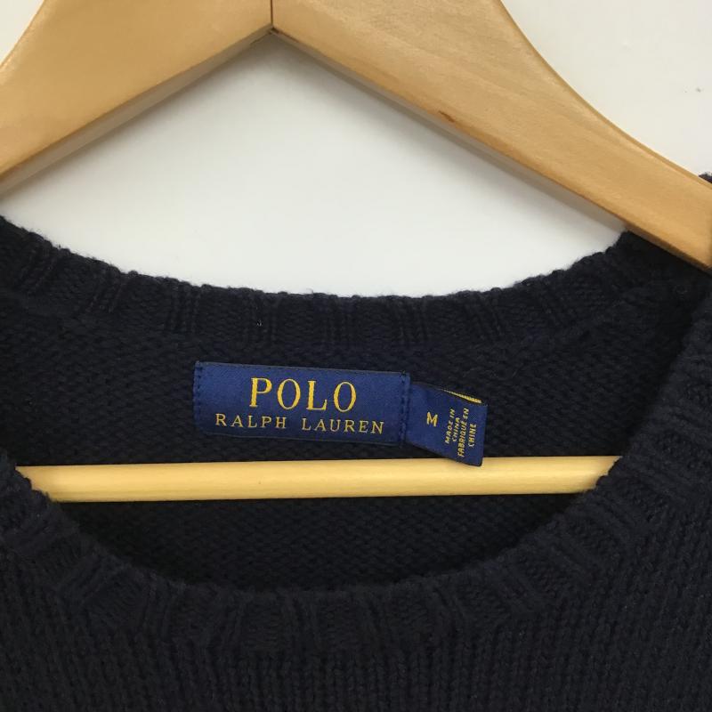 ポロラルフローレン POLO RALPH LAUREN ニット、セーター 長袖 長袖ニットカットソー クルーネック セーター M プリント 紺 / ネイビー / navy メンズ USED 古着 中古 10160294