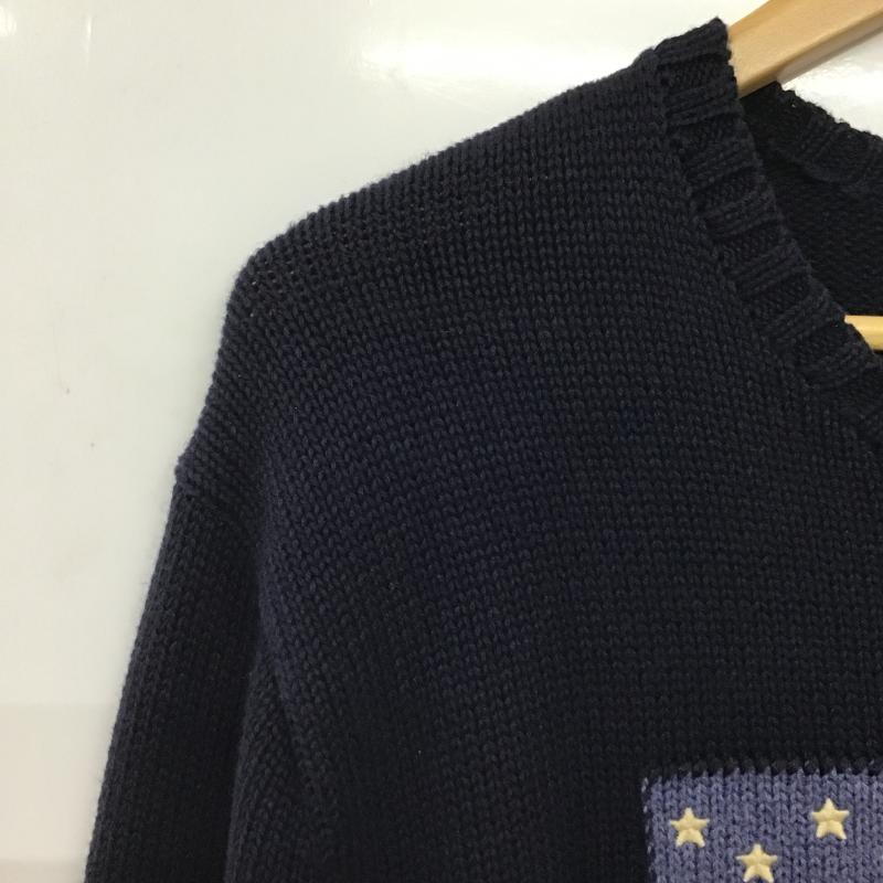 ポロラルフローレン POLO RALPH LAUREN ニット、セーター 長袖 長袖ニットカットソー クルーネック セーター M プリント 紺 / ネイビー / navy メンズ USED 古着 中古 10160294