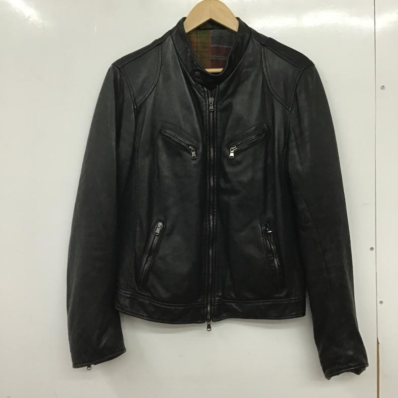古着 USED ジャケット、上着 ジャンパー、ブルゾン シングルライダース ラムレザー 48 無地 黒 / ブラック / black メンズ USED 古着 中古 10160299