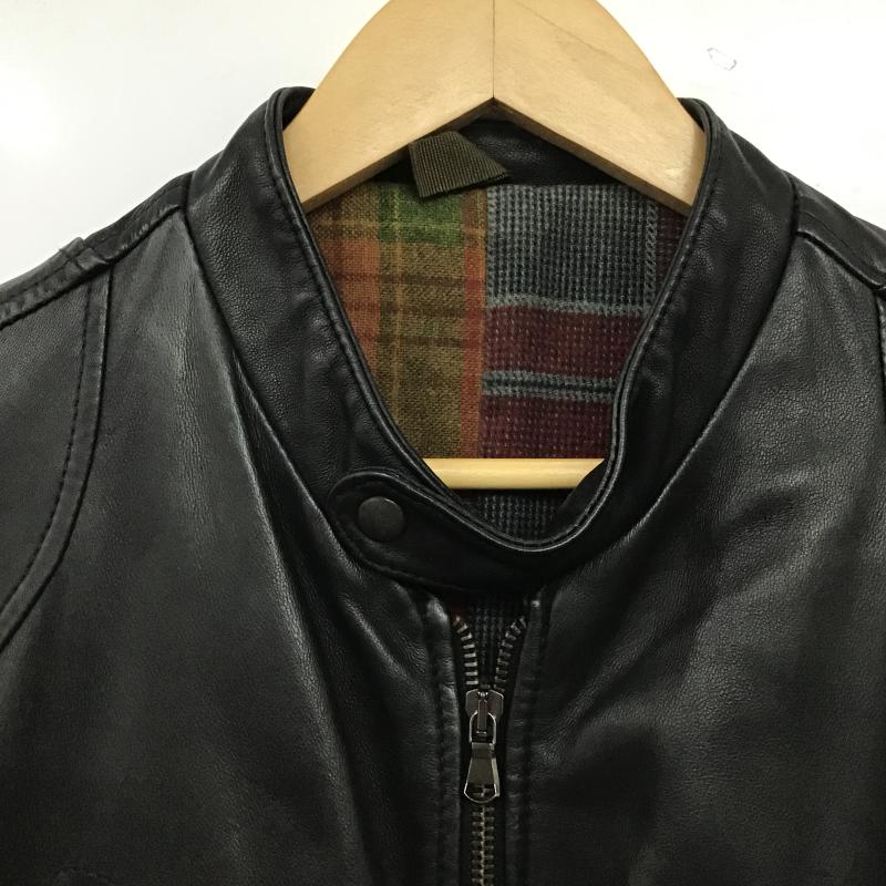 古着 USED ジャケット、上着 ジャンパー、ブルゾン シングルライダース ラムレザー 48 無地 黒 / ブラック / black メンズ USED 古着 中古 10160299