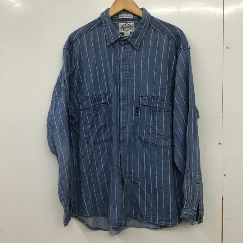 リーバイス Levi s シャツ、ブラウス 長袖 長袖シャツ ストライプシャツ カラーシャツ L ストライプ インディゴ / インディゴ / Indigo メンズ USED 古着 中古 10160300