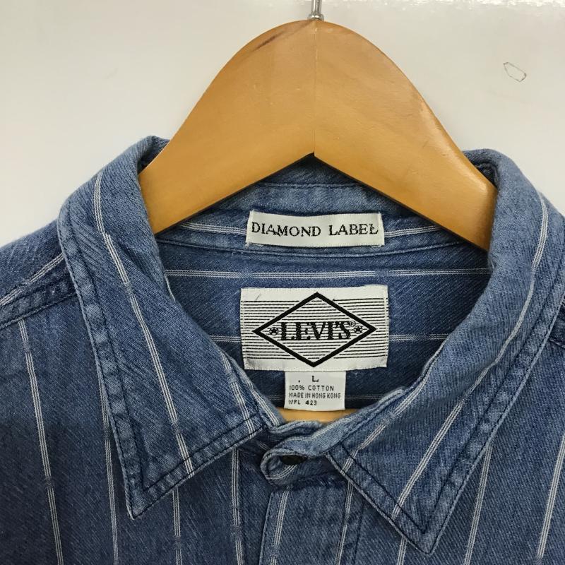 リーバイス Levi s シャツ、ブラウス 長袖 長袖シャツ ストライプシャツ カラーシャツ L ストライプ インディゴ / インディゴ / Indigo メンズ USED 古着 中古 10160300