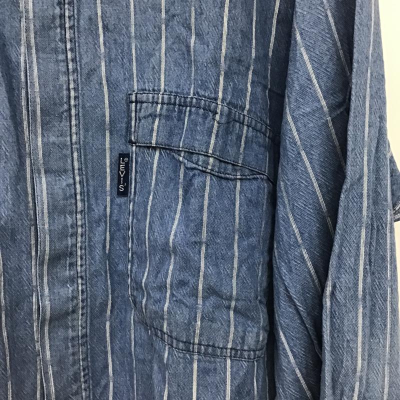 リーバイス Levi s シャツ、ブラウス 長袖 長袖シャツ ストライプシャツ カラーシャツ L ストライプ インディゴ / インディゴ / Indigo メンズ USED 古着 中古 10160300