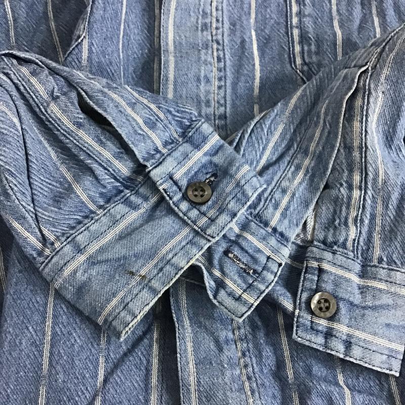 リーバイス Levi s シャツ、ブラウス 長袖 長袖シャツ ストライプシャツ カラーシャツ L ストライプ インディゴ / インディゴ / Indigo メンズ USED 古着 中古 10160300