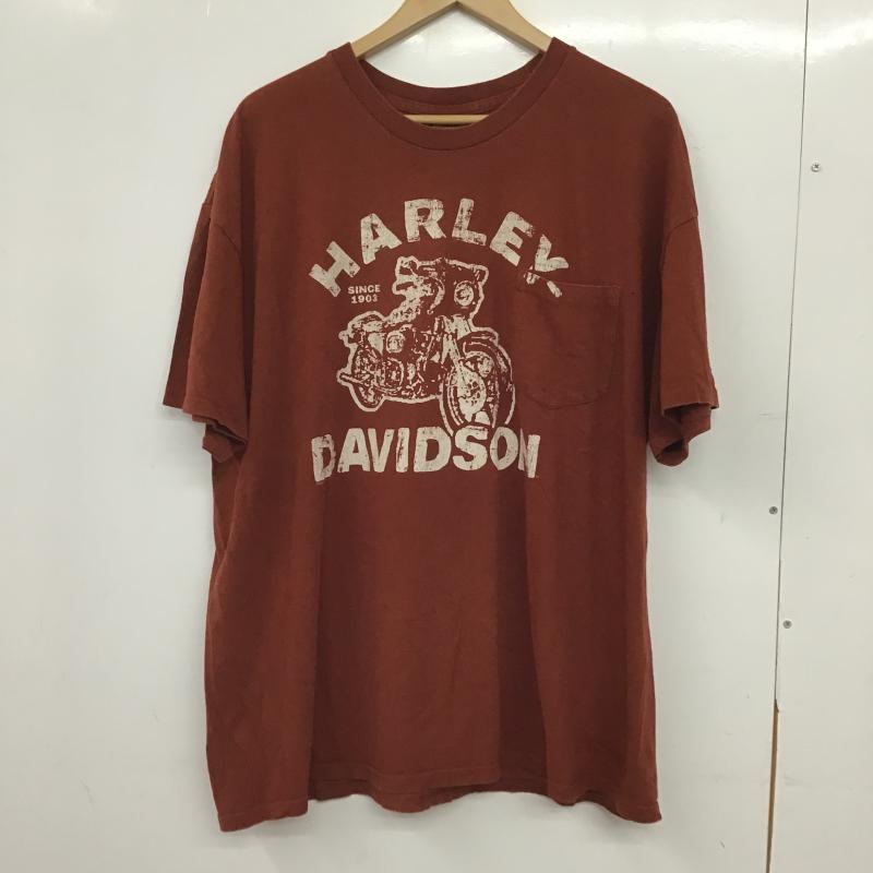 ハーレーダビッドソン Harley-Davidson Tシャツ 半袖 半袖カットソー プリントTシャツ クルーネックカットソー XXL ロゴ、文字 えんじ / ワインレッド / dark red メンズ USED 古着 中古 10160302