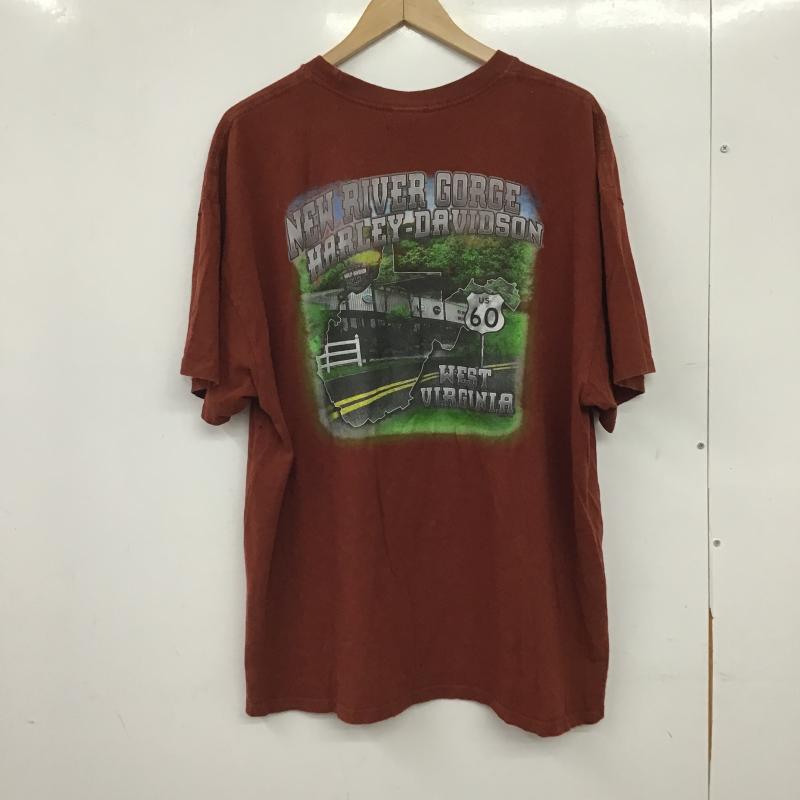 ハーレーダビッドソン Harley-Davidson Tシャツ 半袖 半袖カットソー プリントTシャツ クルーネックカットソー XXL ロゴ、文字 えんじ / ワインレッド / dark red メンズ USED 古着 中古 10160302