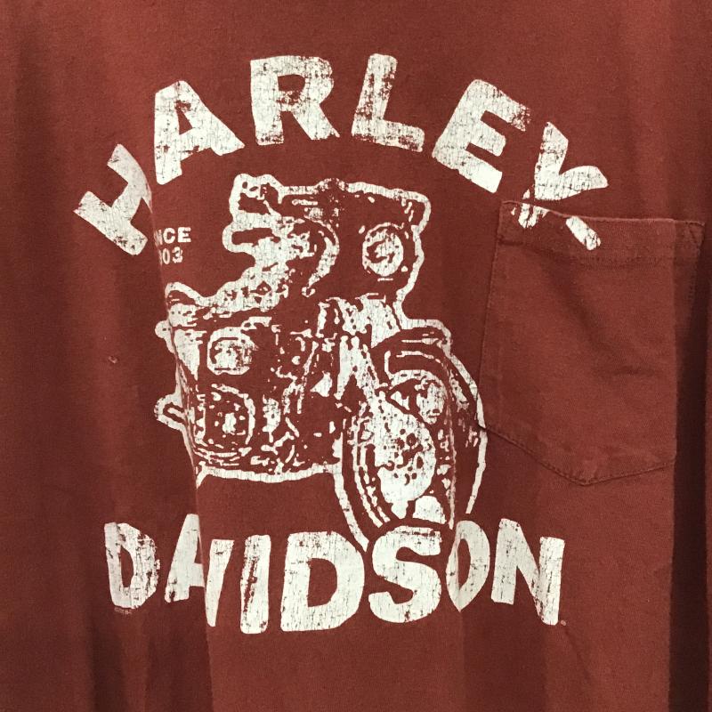 ハーレーダビッドソン Harley-Davidson Tシャツ 半袖 半袖カットソー プリントTシャツ クルーネックカットソー XXL ロゴ、文字 えんじ / ワインレッド / dark red メンズ USED 古着 中古 10160302
