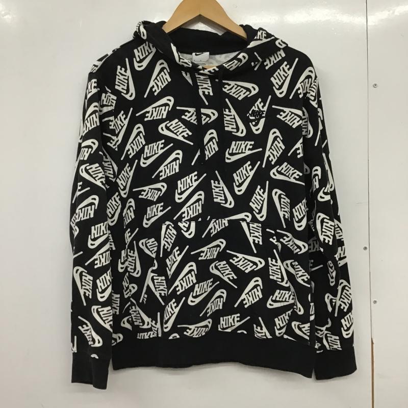 ナイキ NIKE パーカー 長袖 長袖パーカー プルオーバーパーカー スウェット M ロゴ、文字 白 / ホワイト / white X 黒 / ブラック / black メンズ USED 古着 中古 10160304