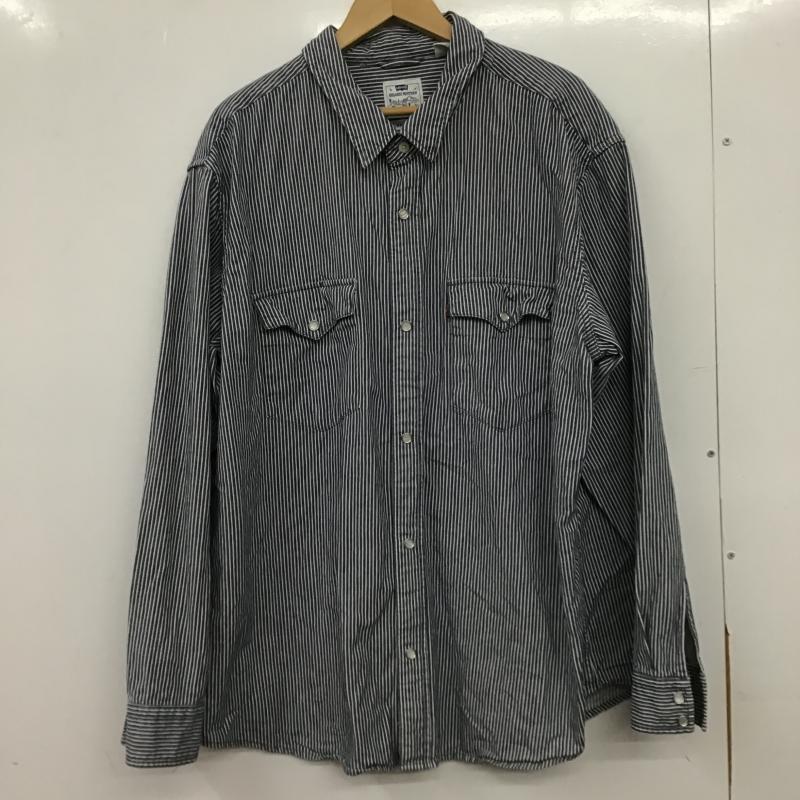 リーバイス Levi s シャツ、ブラウス 長袖 長袖シャツ ストライプシャツ カラーシャツ XL ストライプ 白 / ホワイト / white X インディゴ / インディゴ / Indigo メンズ USED 古着 中古 10160309
