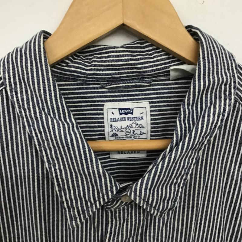 リーバイス Levi s シャツ、ブラウス 長袖 長袖シャツ ストライプシャツ カラーシャツ XL ストライプ 白 / ホワイト / white X インディゴ / インディゴ / Indigo メンズ USED 古着 中古 10160309