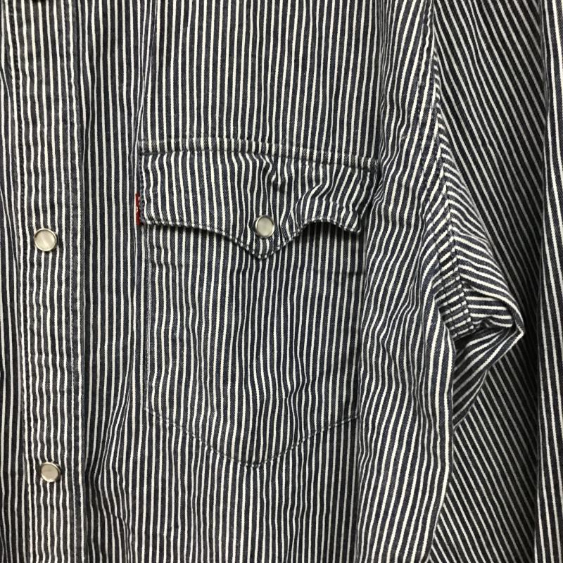 リーバイス Levi s シャツ、ブラウス 長袖 長袖シャツ ストライプシャツ カラーシャツ XL ストライプ 白 / ホワイト / white X インディゴ / インディゴ / Indigo メンズ USED 古着 中古 10160309