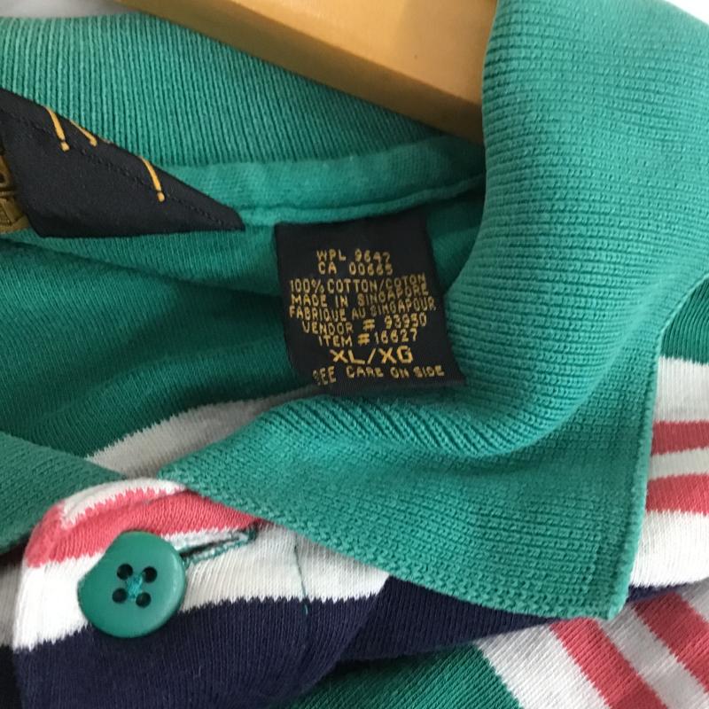 エディーバウアー Eddie Bauer ポロシャツ 半袖 半袖ポロシャツ カラーシャツ 半袖カットソー XL ボーダー柄 マルチカラー / マルチカラー / multicolor メンズ USED 古着 中古 10160313