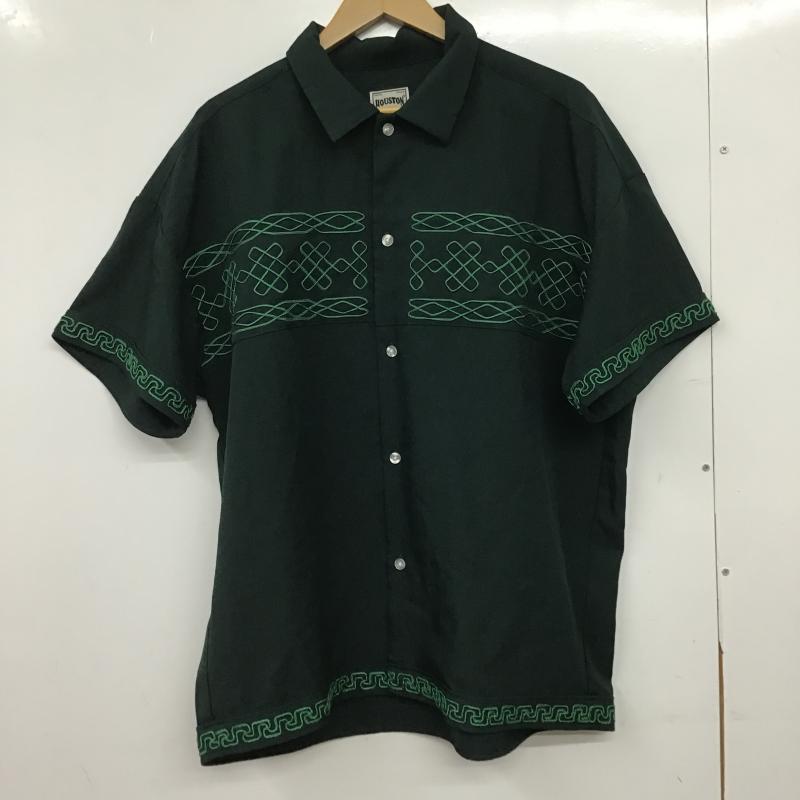 ヒューストン HOUSTON シャツ、ブラウス 半袖 半袖シャツ 刺繍シャツ カラーシャツ L 刺繍 緑 / グリーン / green メンズ USED 古着 中古 10160315