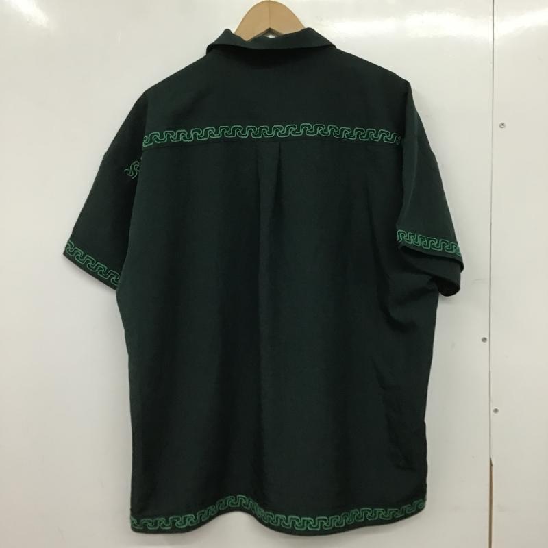 ヒューストン HOUSTON シャツ、ブラウス 半袖 半袖シャツ 刺繍シャツ カラーシャツ L 刺繍 緑 / グリーン / green メンズ USED 古着 中古 10160315