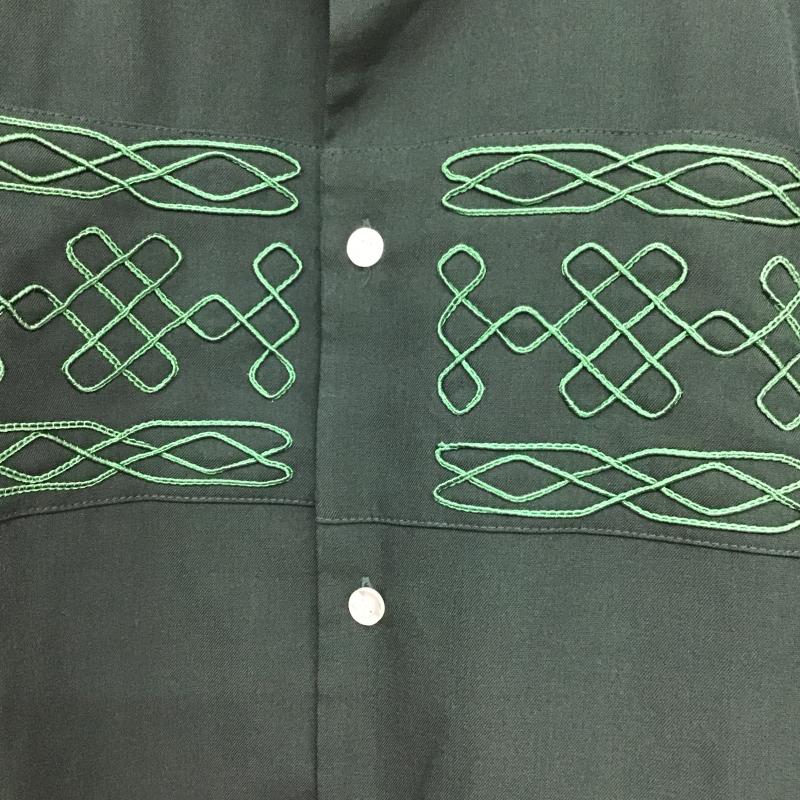 ヒューストン HOUSTON シャツ、ブラウス 半袖 半袖シャツ 刺繍シャツ カラーシャツ L 刺繍 緑 / グリーン / green メンズ USED 古着 中古 10160315