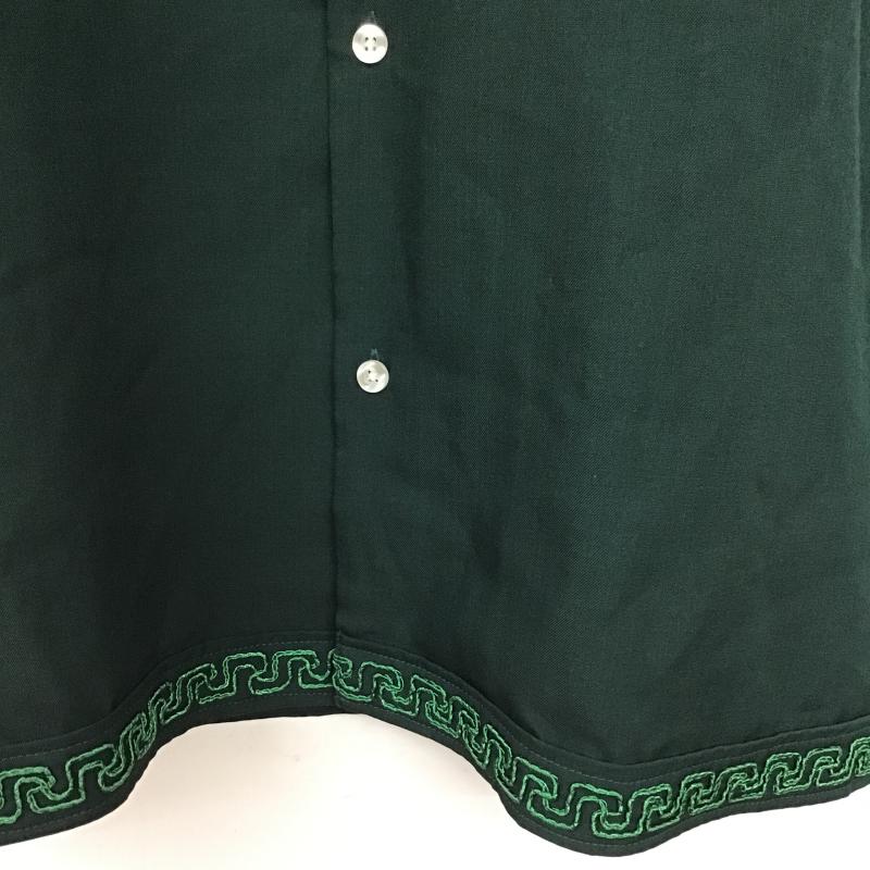 ヒューストン HOUSTON シャツ、ブラウス 半袖 半袖シャツ 刺繍シャツ カラーシャツ L 刺繍 緑 / グリーン / green メンズ USED 古着 中古 10160315