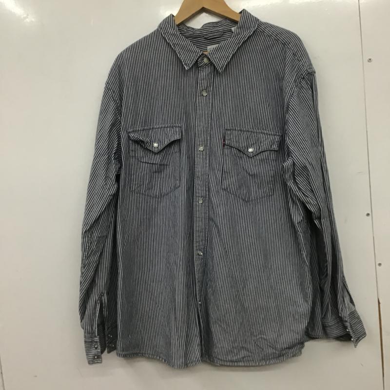 リーバイス Levi s シャツ、ブラウス 長袖 長袖シャツ ストライプシャツ カラーシャツ XL ストライプ 紺 / ネイビー / navy X アイボリー / アイボリー / メンズ USED 古着 中古 10160318