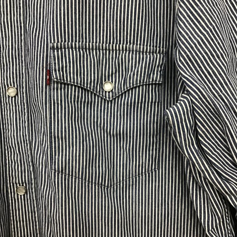 リーバイス Levi s シャツ、ブラウス 長袖 長袖シャツ ストライプシャツ カラーシャツ XL ストライプ 紺 / ネイビー / navy X アイボリー / アイボリー / メンズ USED 古着 中古 10160318