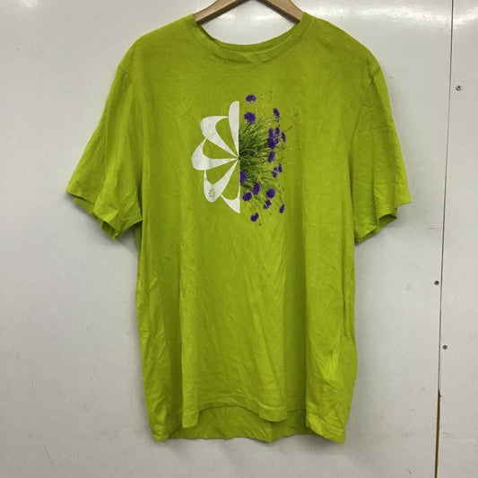 ナイキ NIKE Tシャツ 半袖 半袖カットソー プリントTシャツ クルーネックカットソー XXL プリント 黄緑 / イエローグリーン / メンズ USED 古着 中古 10160319