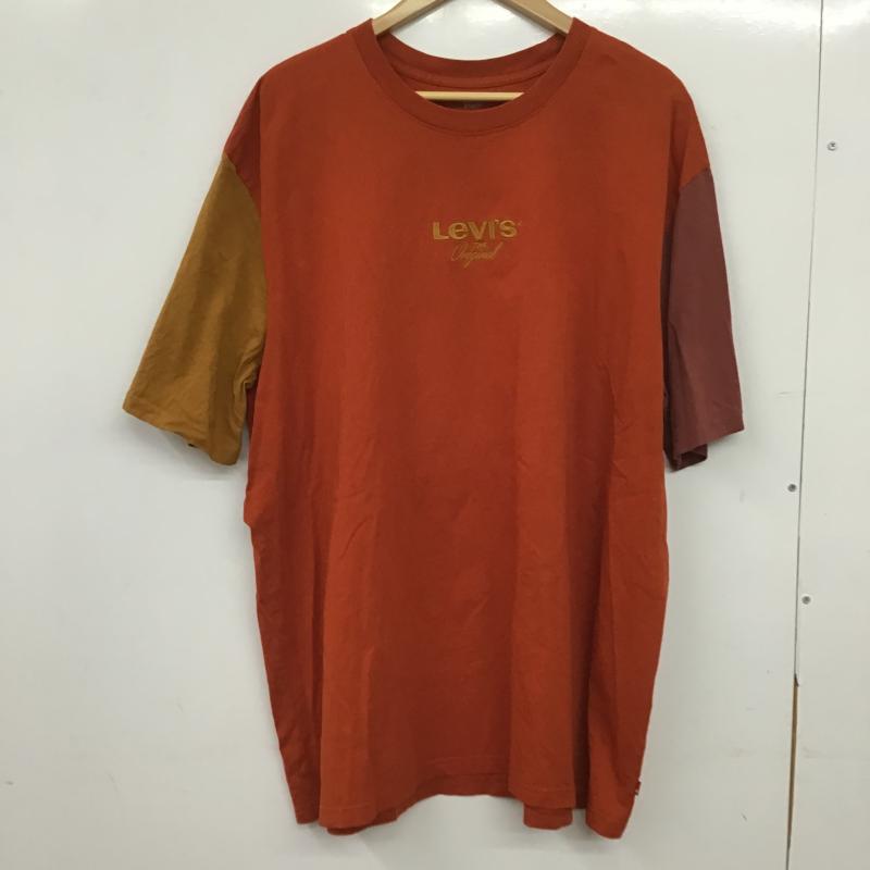 リーバイス Levi s Tシャツ 半袖 半袖カットソー プリントTシャツ クルーネックカットソー L ロゴ、文字 橙 / オレンジ / orange メンズ USED 古着 中古 10160323