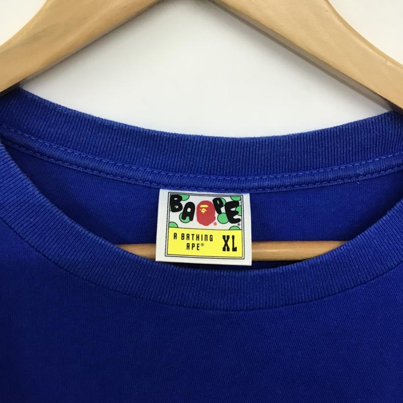 ベイプ BAPE Tシャツ 半袖 半袖カットソー プリントTシャツ クルーネックカットソー XL プリント 青 / ブルー / blue メンズ USED 古着 中古 10160324