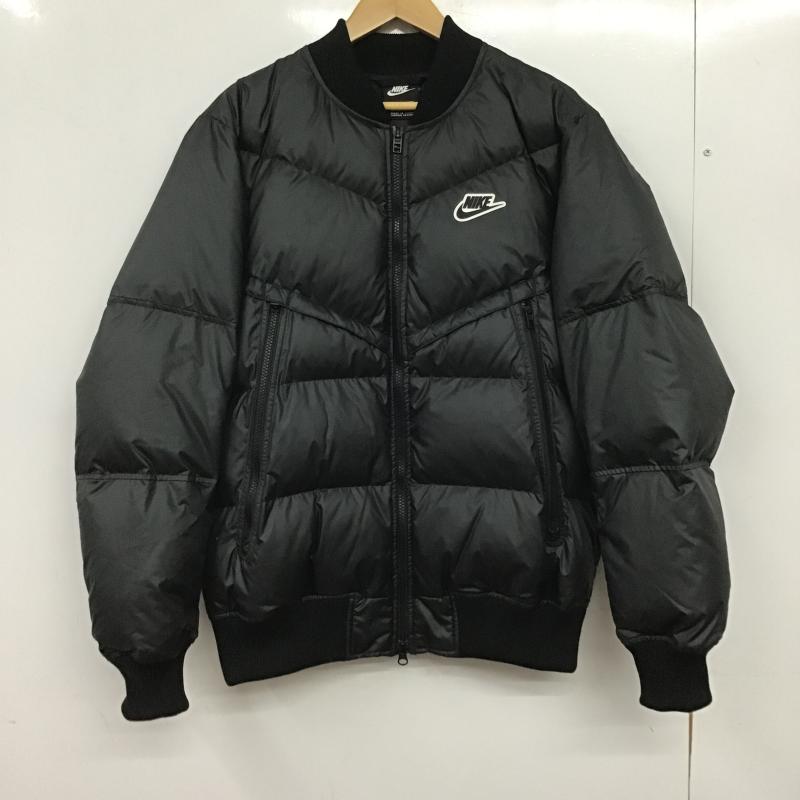 ナイキ NIKE ジャケット、上着 ジャンパー、ブルゾン ダウンジャケット アウター ジップアップジャケット XL ロゴ、文字 黒 / ブラック / black メンズ USED 古着 中古 10160331