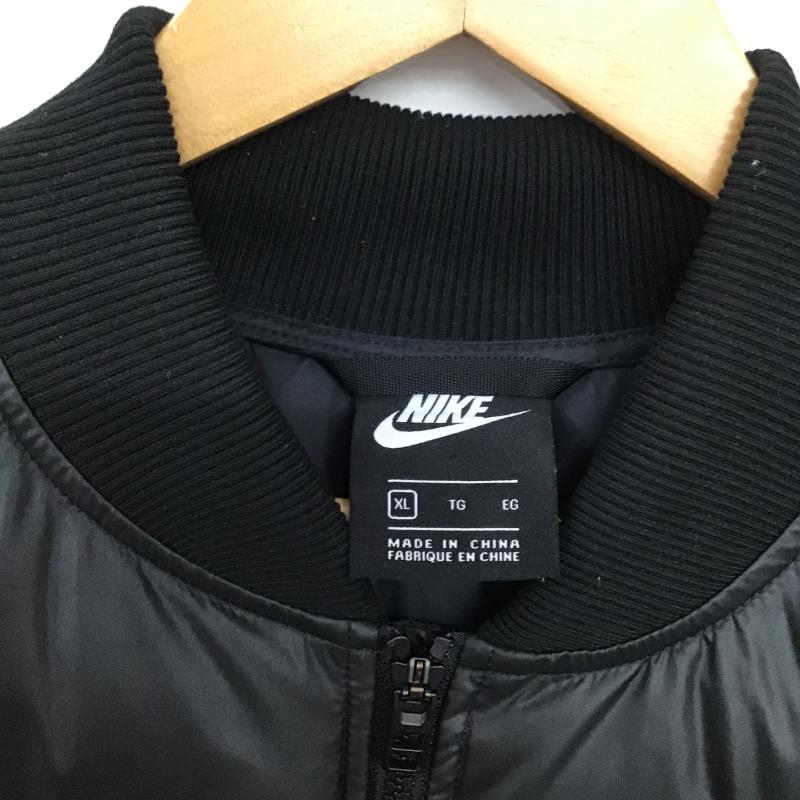 ナイキ NIKE ジャケット、上着 ジャンパー、ブルゾン ダウンジャケット アウター ジップアップジャケット XL ロゴ、文字 黒 / ブラック / black メンズ USED 古着 中古 10160331