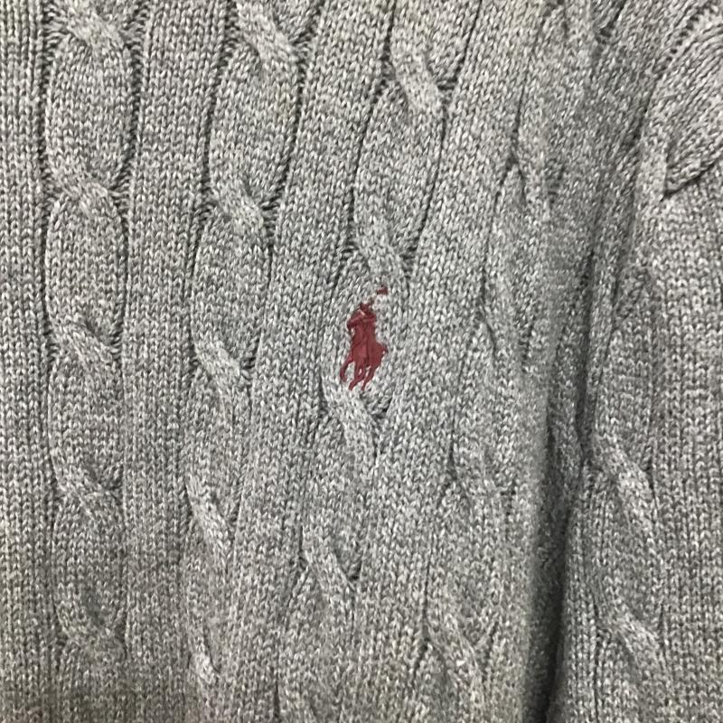 ポロラルフローレン POLO RALPH LAUREN ニット、セーター 長袖 長袖ニットカットソー クルーネック セーター XXL ロゴ、文字 灰 / グレー / gray メンズ USED 古着 中古 10160336