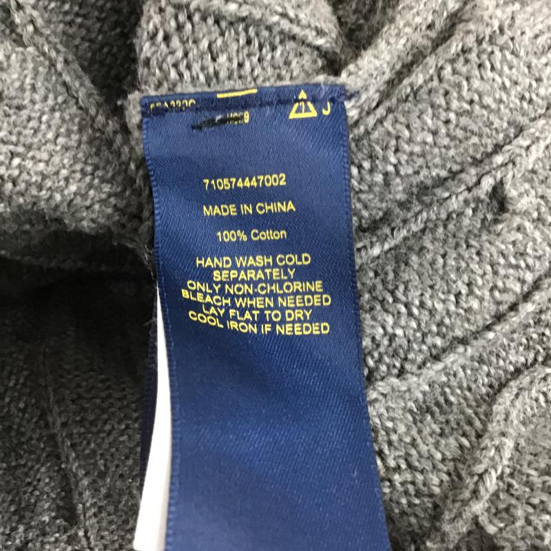 ポロラルフローレン POLO RALPH LAUREN ニット、セーター 長袖 長袖ニットカットソー クルーネック セーター XXL ロゴ、文字 灰 / グレー / gray メンズ USED 古着 中古 10160336