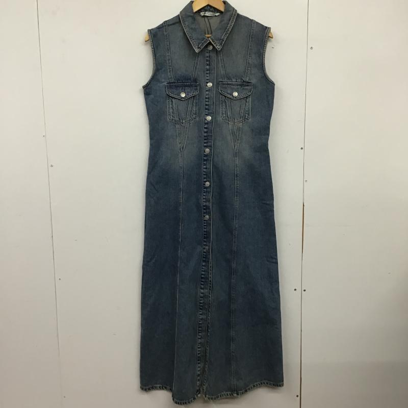 ザラ ZARA ワンピース ロングスカート デニム ロングワンピース L 無地 水色 / ライトブルー / レディース USED 古着 中古 10160346