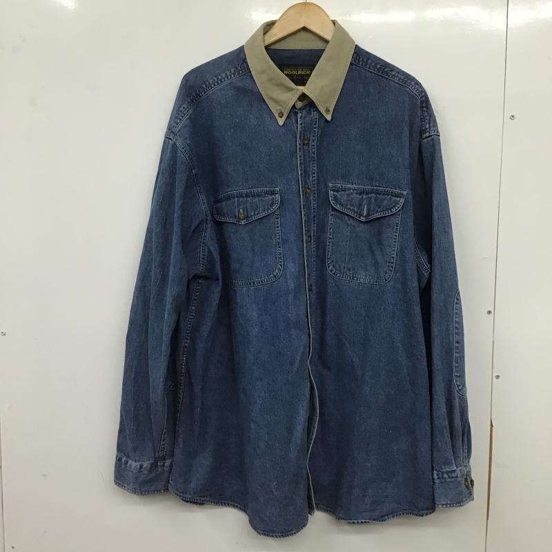 ウールリッチ WOOLRICH シャツ、ブラウス 長袖 長袖シャツ デニムシャツ ボタンダウンシャツ XXL 無地 インディゴ / インディゴ / Indigo メンズ USED 古着 中古 10160351