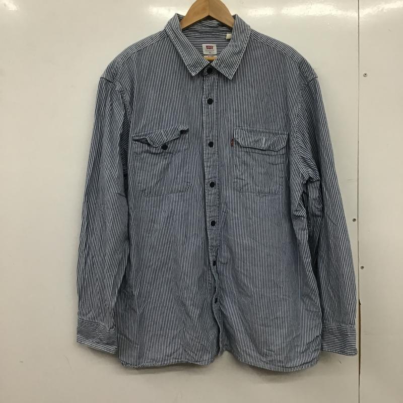 リーバイス Levi s シャツ、ブラウス 長袖 長袖シャツ ストライプシャツ カラーシャツ XL ストライプ 白 / ホワイト / white X インディゴ / インディゴ / Indigo メンズ USED 古着 中古 10160377