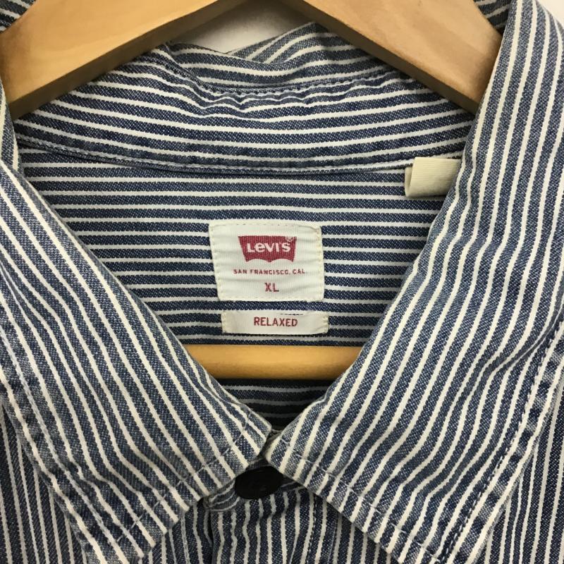 リーバイス Levi s シャツ、ブラウス 長袖 長袖シャツ ストライプシャツ カラーシャツ XL ストライプ 白 / ホワイト / white X インディゴ / インディゴ / Indigo メンズ USED 古着 中古 10160377