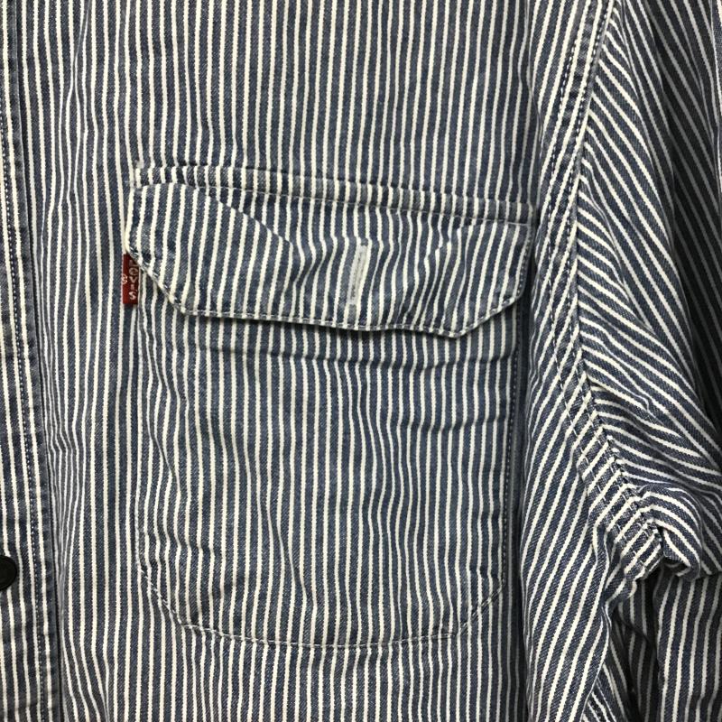 リーバイス Levi s シャツ、ブラウス 長袖 長袖シャツ ストライプシャツ カラーシャツ XL ストライプ 白 / ホワイト / white X インディゴ / インディゴ / Indigo メンズ USED 古着 中古 10160377