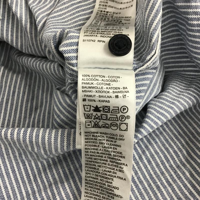 リーバイス Levi s シャツ、ブラウス 長袖 長袖シャツ ストライプシャツ カラーシャツ XL ストライプ 白 / ホワイト / white X インディゴ / インディゴ / Indigo メンズ USED 古着 中古 10160377
