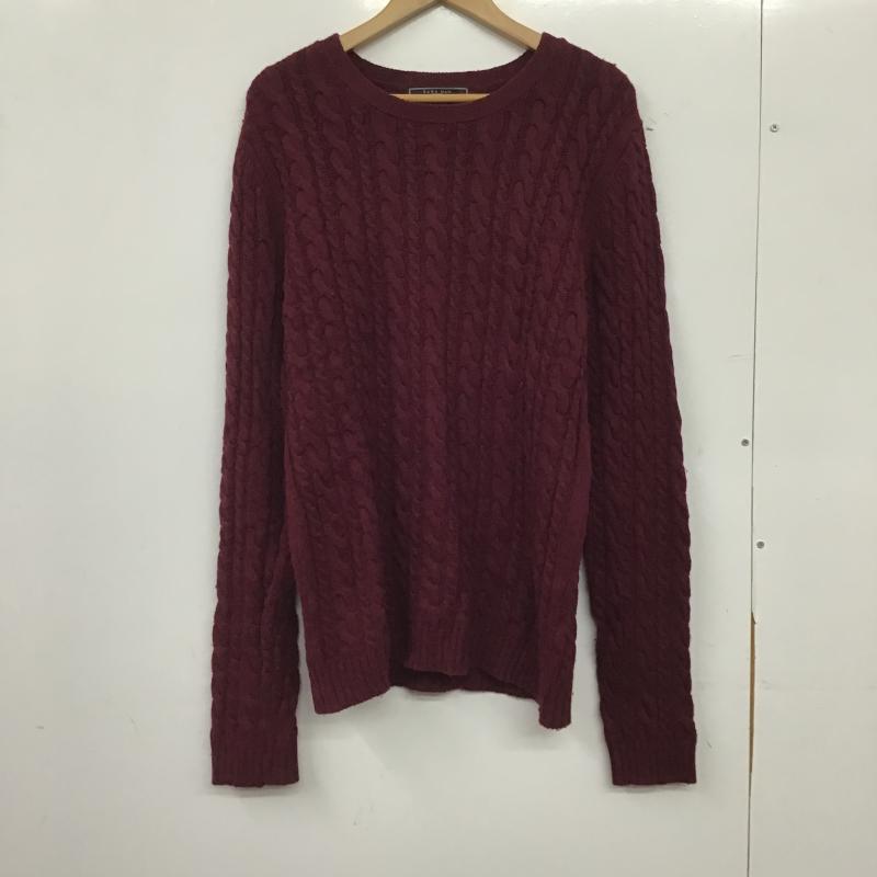 ザラメン ZARA MAN ニット、セーター 長袖 長袖ニットカットソー クルーネック セーター XL 総柄 えんじ / ワインレッド / dark red メンズ USED 古着 中古 10160379