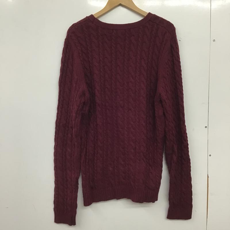 ザラメン ZARA MAN ニット、セーター 長袖 長袖ニットカットソー クルーネック セーター XL 総柄 えんじ / ワインレッド / dark red メンズ USED 古着 中古 10160379
