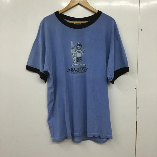 ギルダン GILDAN Tシャツ 半袖 半袖カットソー プリントTシャツ クルーネックカットソー XL プリント 水色 / ライトブルー / メンズ USED 古着 中古 10160383