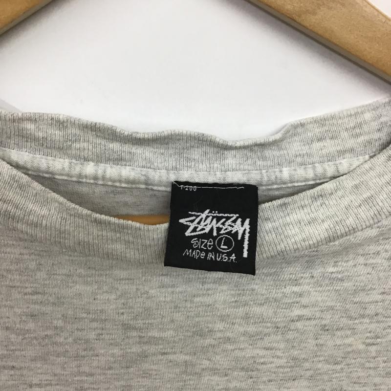 ステューシー STUSSY Tシャツ 半袖 半袖カットソー プリントTシャツ クルーネックカットソー L プリント 灰 / グレー / gray メンズ USED 古着 中古 10160388
