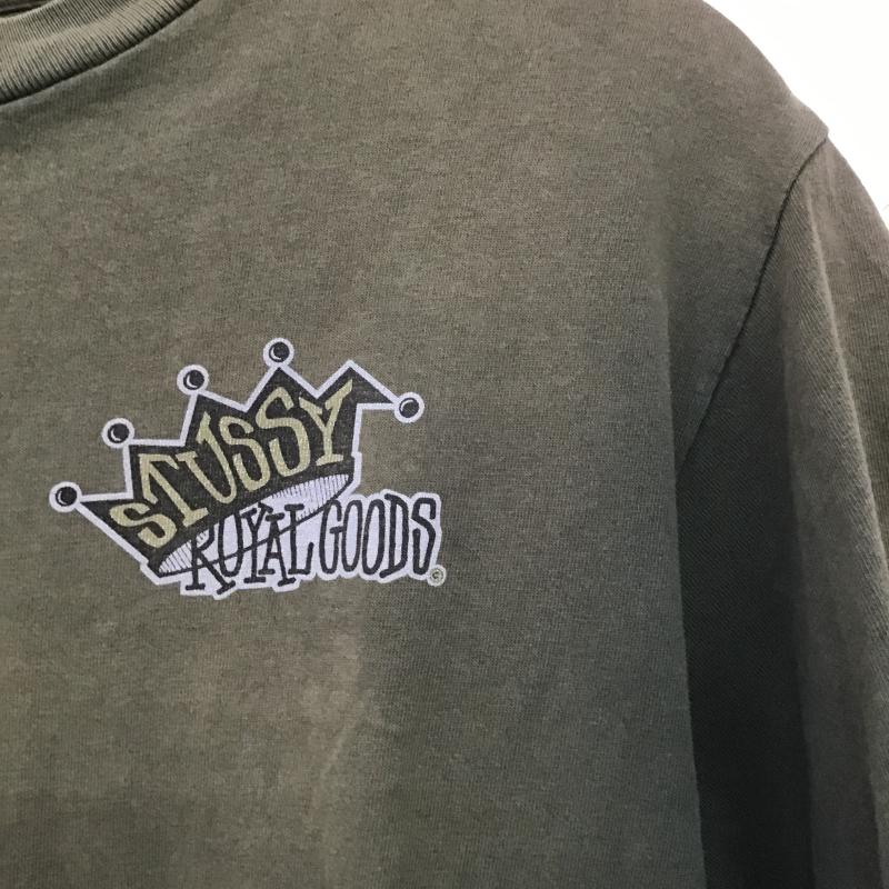 ステューシー STUSSY Tシャツ 半袖 半袖カットソー プリントTシャツ クルーネックカットソー M プリント カーキ / カーキ / khaki メンズ USED 古着 中古 10160389