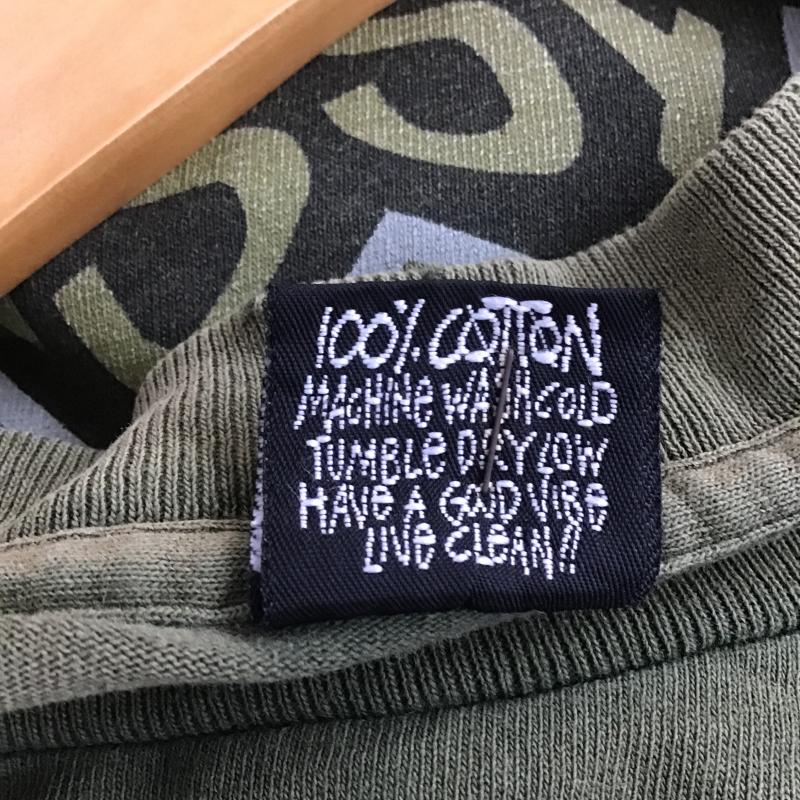 ステューシー STUSSY Tシャツ 半袖 半袖カットソー プリントTシャツ クルーネックカットソー M プリント カーキ / カーキ / khaki メンズ USED 古着 中古 10160389
