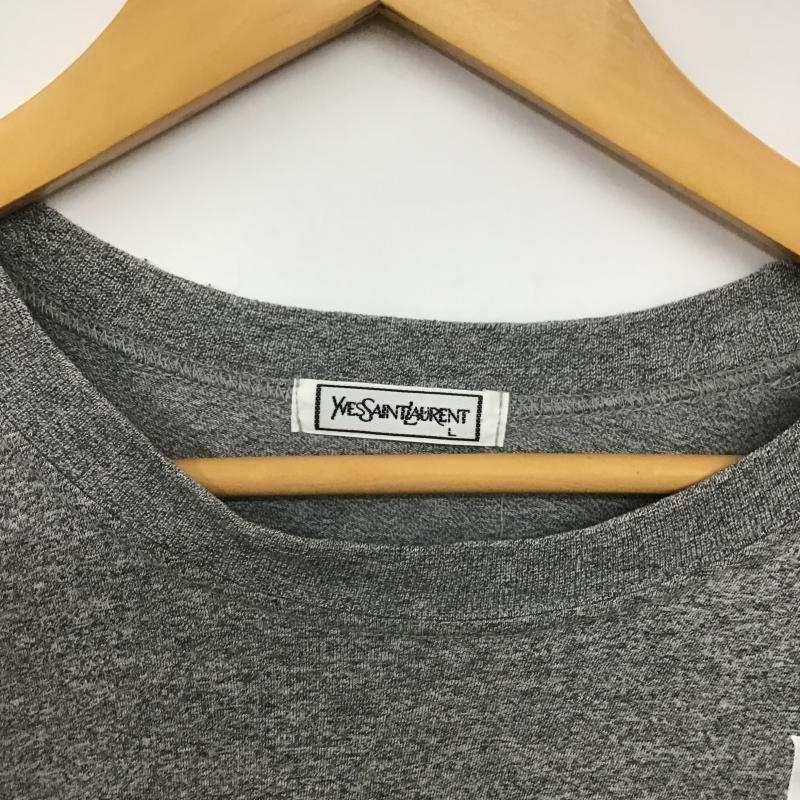 イヴサンローラン Yves Saint Laurent Tシャツ 半袖 半袖カットソー プリントTシャツ クルーネックカットソー ロゴ、文字 灰 / グレー / gray メンズ USED 古着 中古 10160395