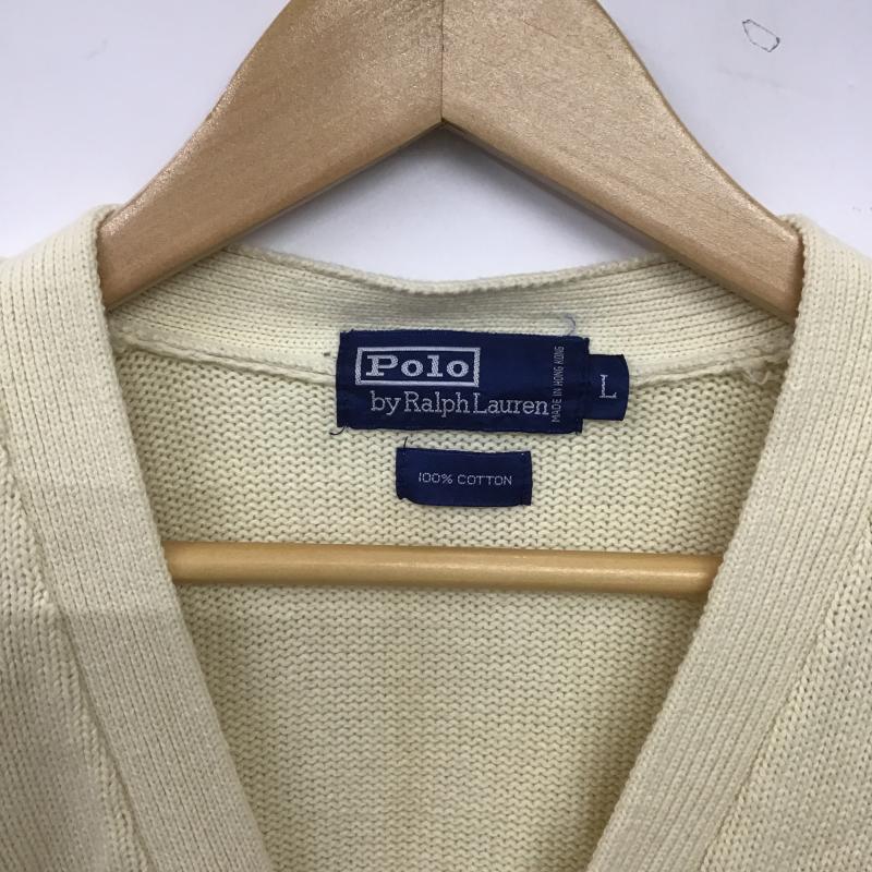 ポロバイラルフローレン Polo by RALPH LAUREN カーディガン 長袖 長袖カーディガン 前ボタン ニットカーディガン L ロゴ、文字 アイボリー / アイボリー / メンズ USED 古着 中古 10160396