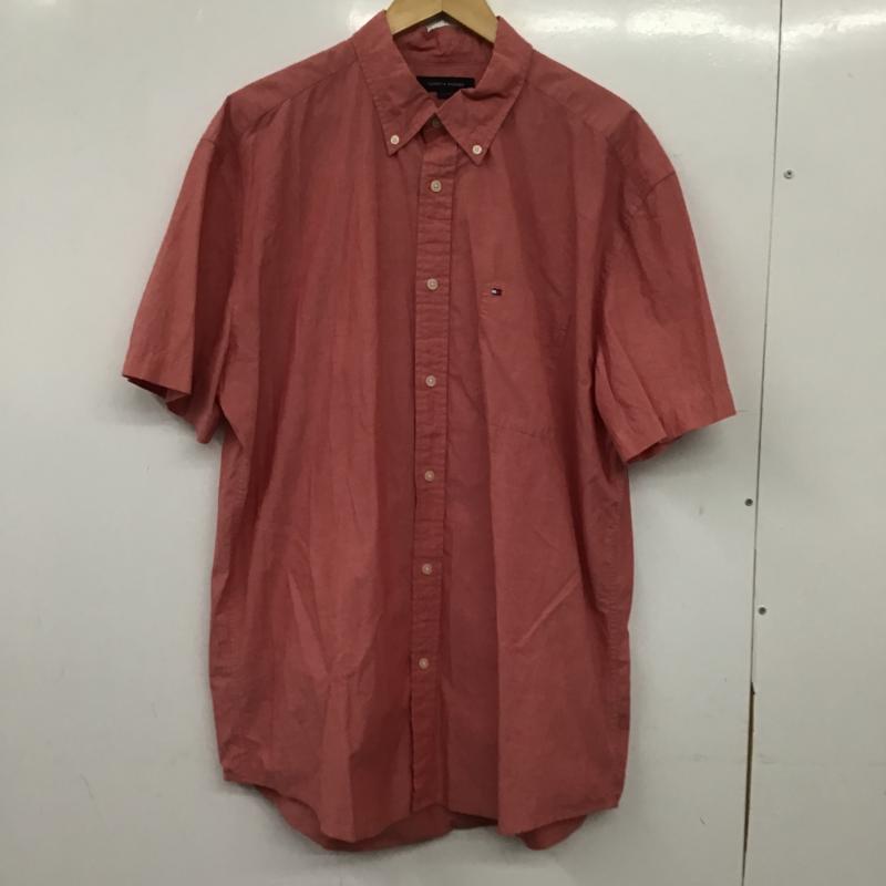 トミーヒルフィガー TOMMY HILFIGER シャツ、ブラウス 半袖 半袖シャツ 無地シャツ ポケットシャツ XL ロゴ、文字 赤 / レッド / red メンズ USED 古着 中古 10160398