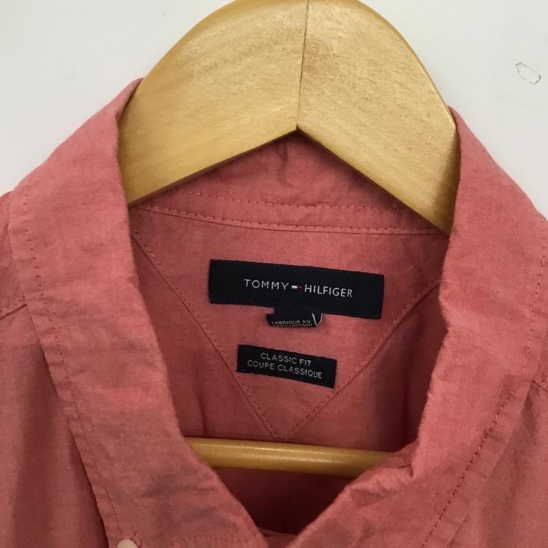 トミーヒルフィガー TOMMY HILFIGER シャツ、ブラウス 半袖 半袖シャツ 無地シャツ ポケットシャツ XL ロゴ、文字 赤 / レッド / red メンズ USED 古着 中古 10160398