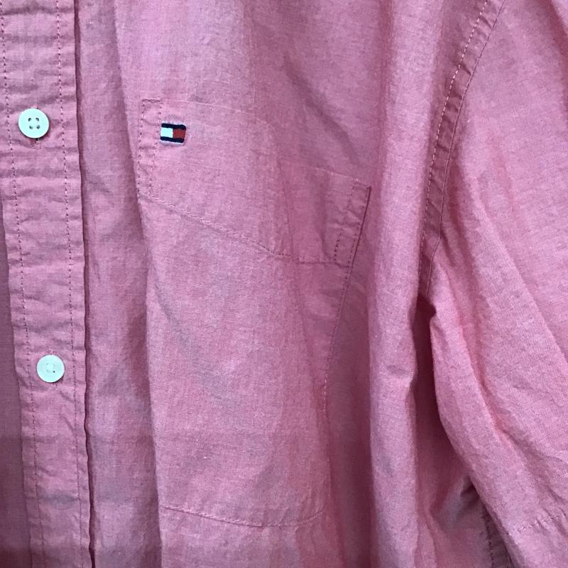 トミーヒルフィガー TOMMY HILFIGER シャツ、ブラウス 半袖 半袖シャツ 無地シャツ ポケットシャツ XL ロゴ、文字 赤 / レッド / red メンズ USED 古着 中古 10160398