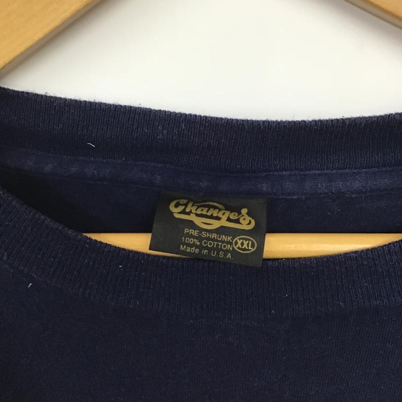 古着 USED Tシャツ 半袖 半袖カットソー プリントTシャツ クルーネックカットソー XXL プリント 紺 / ネイビー / navy メンズ USED 古着 中古 10160399