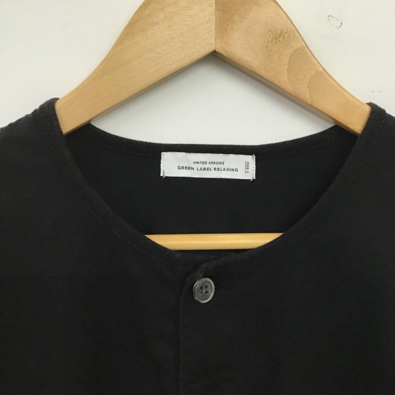 ユナイテッドアローズグリーンレーベルリラクシング UNITED ARROWS green label relaxing カットソー 半袖 半袖カットソー プリントTシャツ ヘンリーネックカットソー S 無地 黒 / ブラック / black メンズ USED 古着 中古 10160418