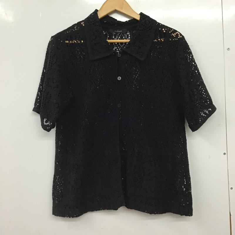 ダブルクローゼット w closet シャツ、ブラウス 半袖 FREE 無地 黒 / ブラック / black レディース USED 古着 中古 10160445