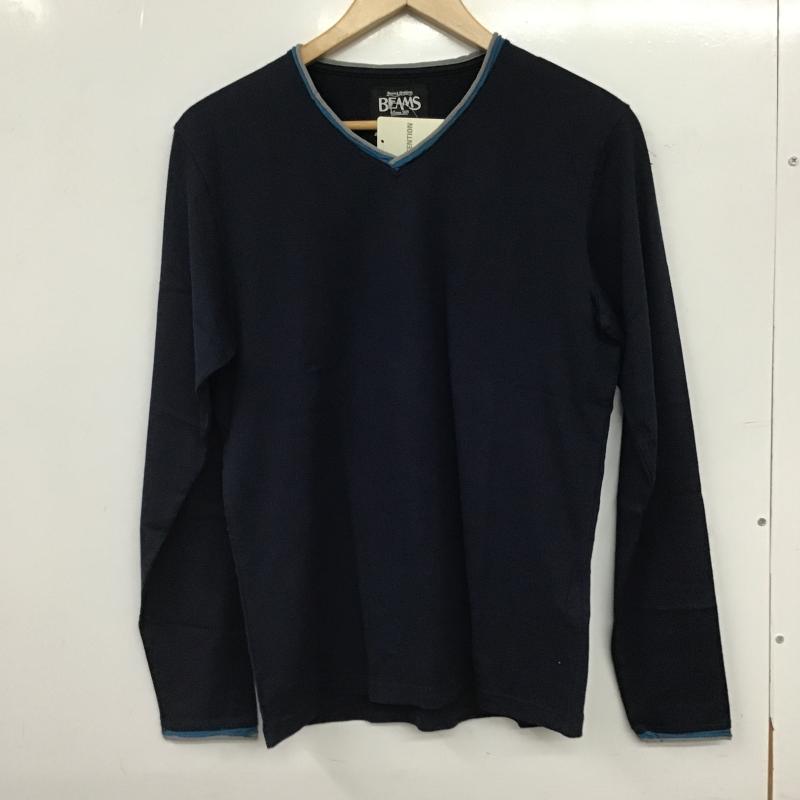 ビームス BEAMS カットソー 長袖 長袖カットソー Vネックカットソー S 無地 紺 / ネイビー / navy メンズ USED 古着 中古 10160451
